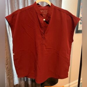 Figs Women's Deep Burgundy V-Neck Tunic Top